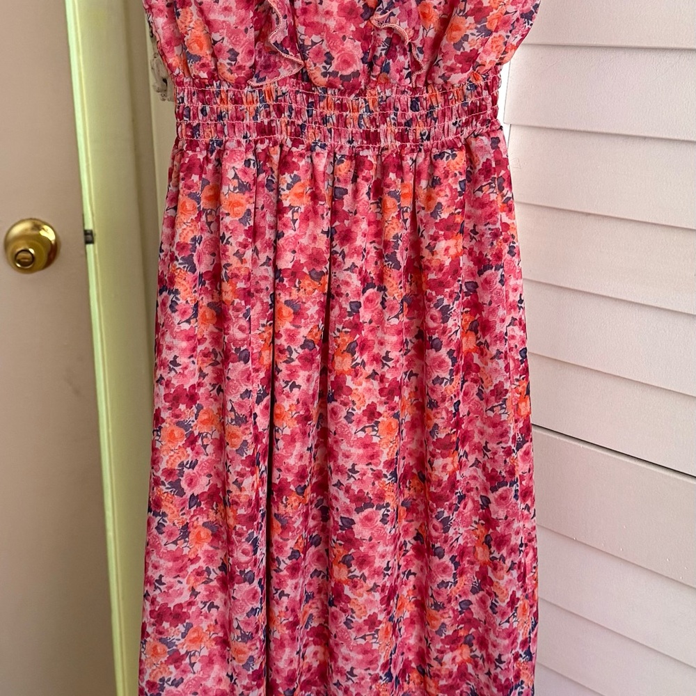 Emerald Sundae Pink Ruched Strapless maxi Sundress